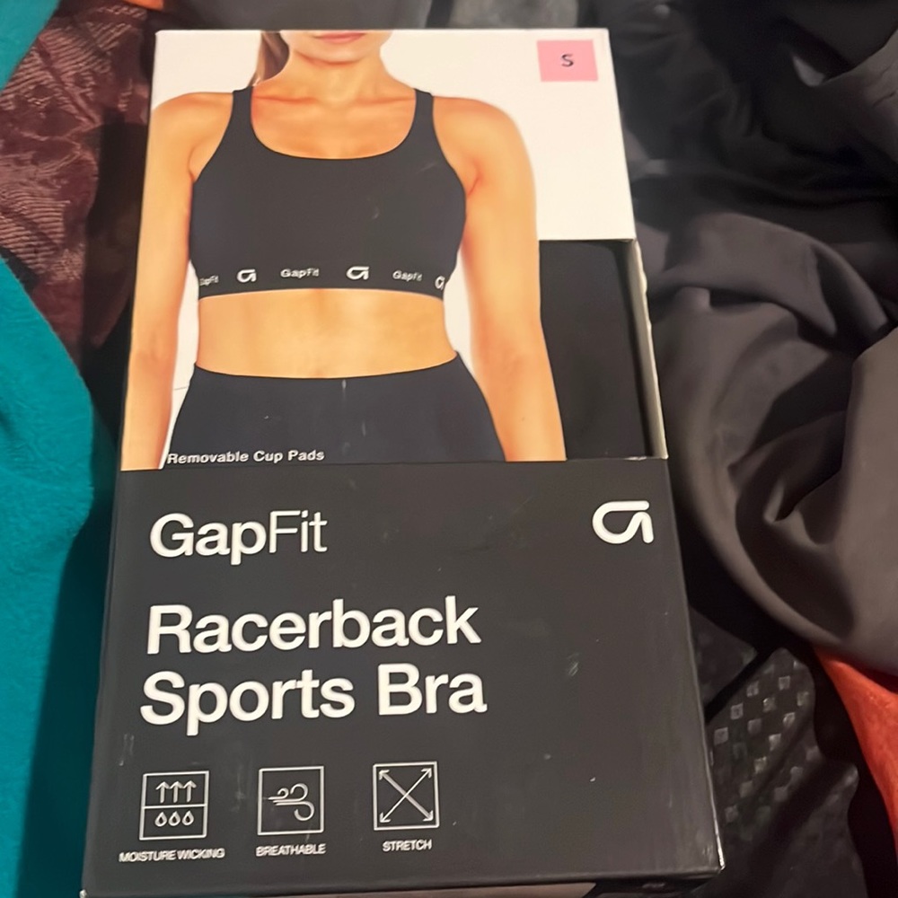 Black sports bra new in box size small